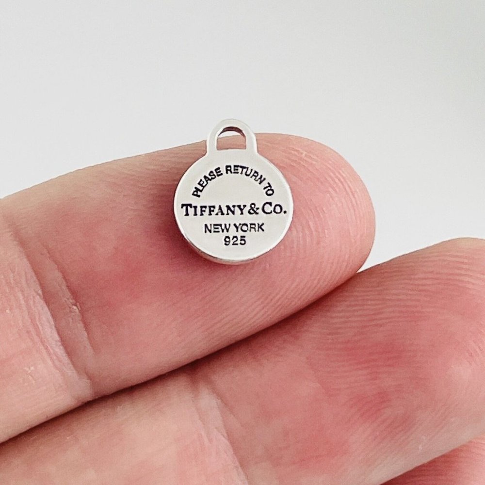 Please Return to Tiffany & Co Small Mini Round Tag Pendant or Charm